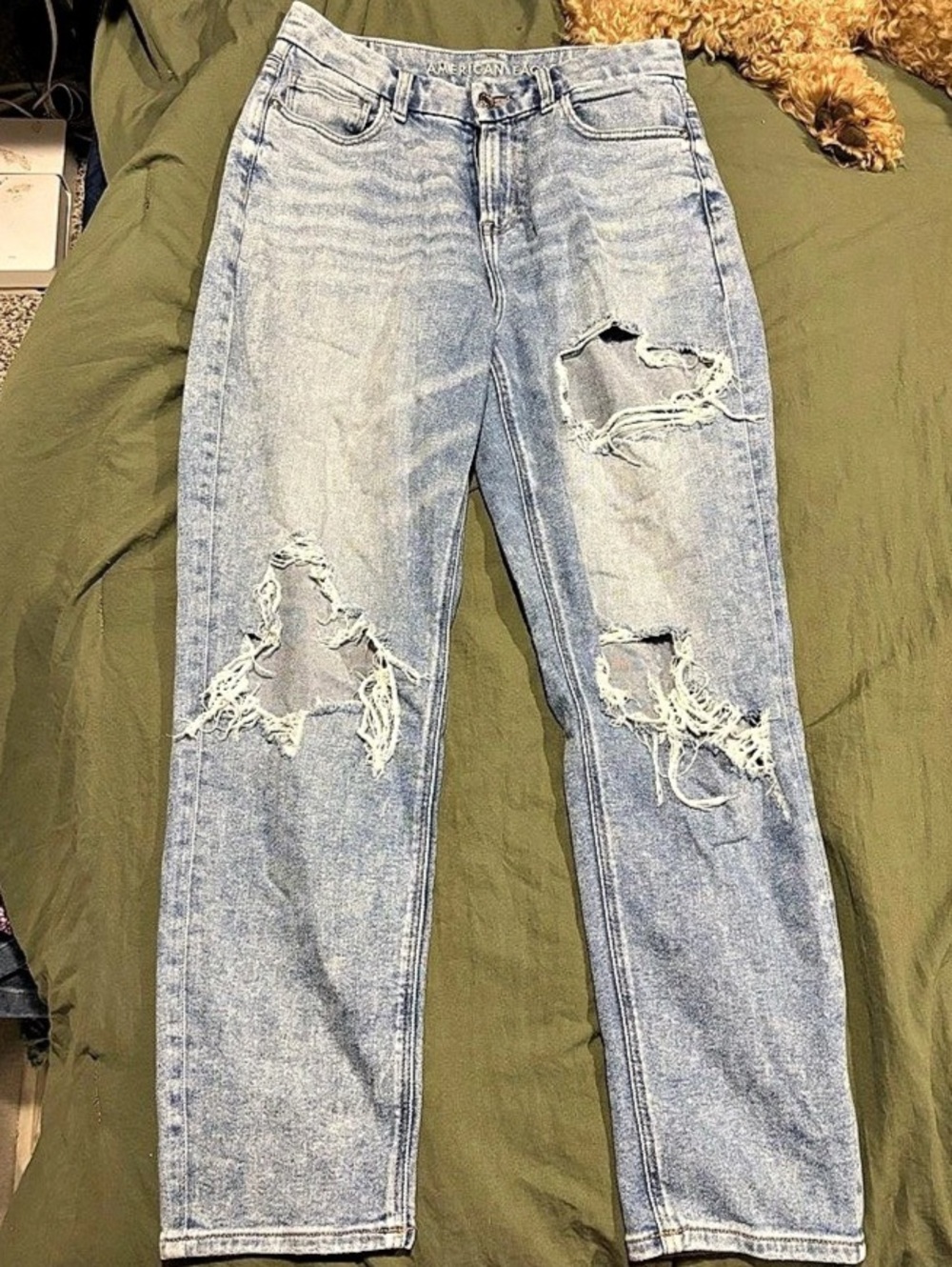 American Eagle AE Ripped Mom Jean Skinny Jeans Blue Waist 8